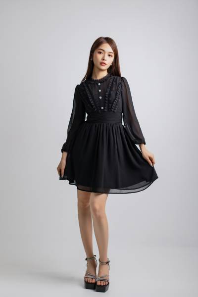 Ruffle-Edged Top & Gathered Skirt Dress