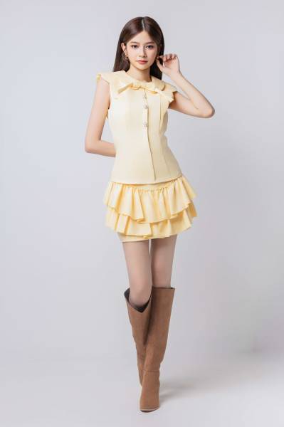 Sleeveless Slim Fit Top With Skirt