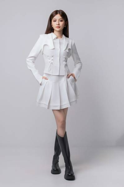 Fitted Corset Shirt with Long Sleeve with Skirt