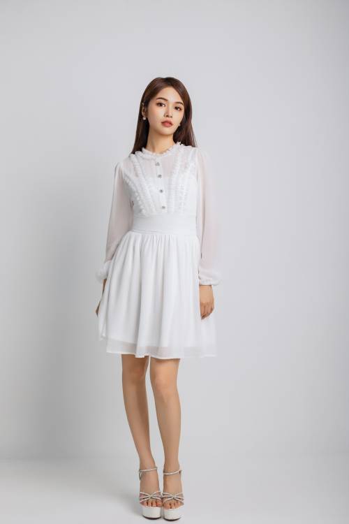 Ruffle-Edged Top & Gathered Skirt Dress