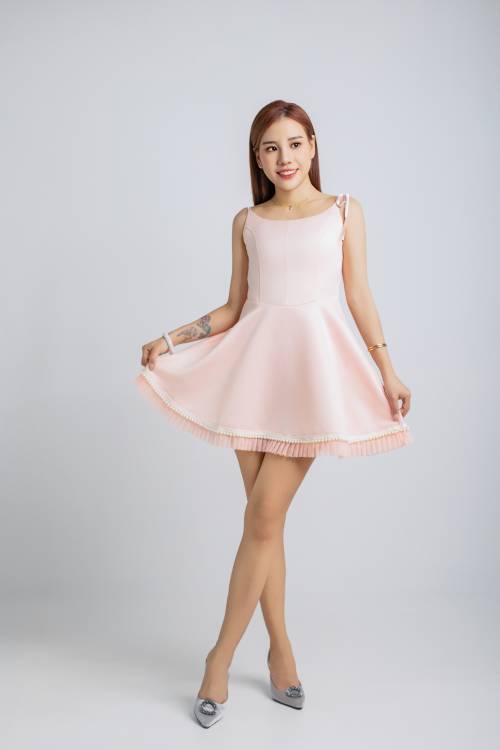 Princess Seam Dress with Pleated Hem